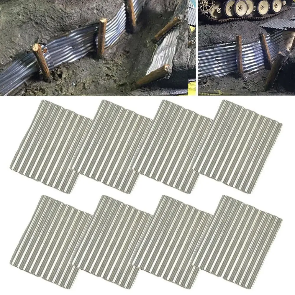 8PCS 1/35 Scale Sand Table Layouts Scene Model Wargame Scenery Steel Shed Miniature Corrugated Tile