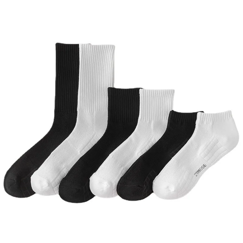 Loop-Knit Breathable Cotton Towel-Back Basketball Socks Comfortable Solid-Color Athletic Mid-Calf Socks