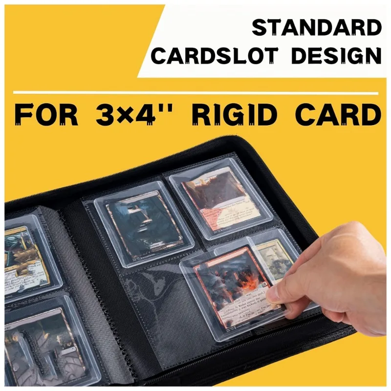 

Card Binder 4 Pockets Holds 112 Toploaders Trading Card Boox 3x4'' Top Loader Album for MTG/YGO/TCG Game Card Gifts Top Loader