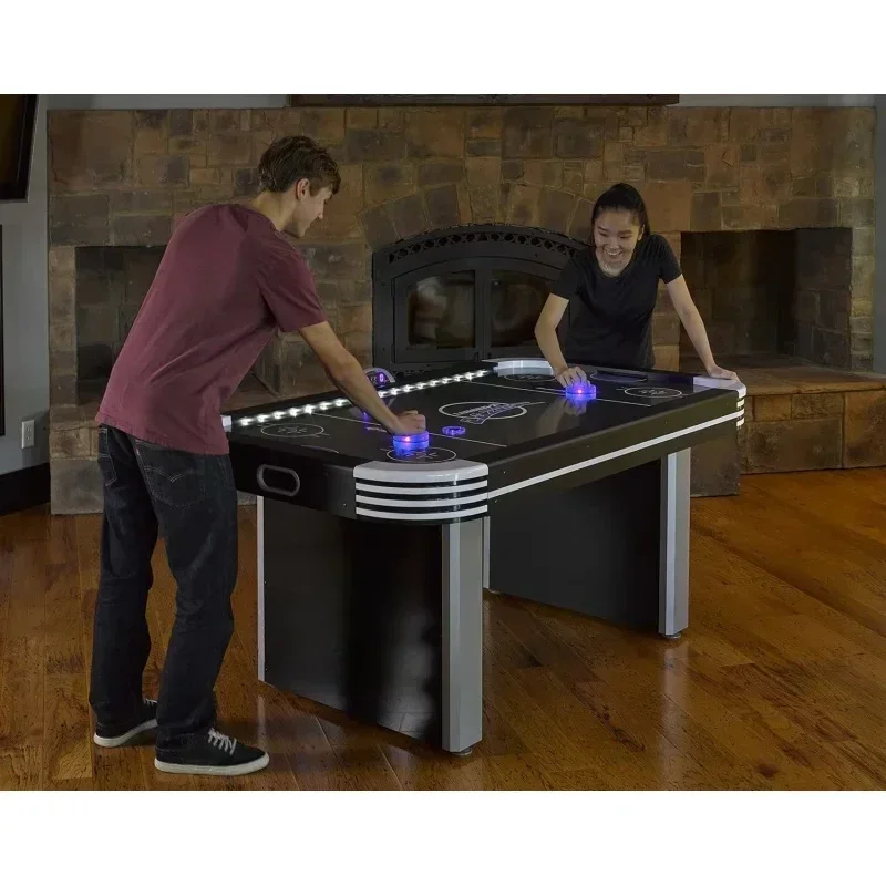 Interactive Air Hockey Table Featuring All-Rail  ing and In-Game Music