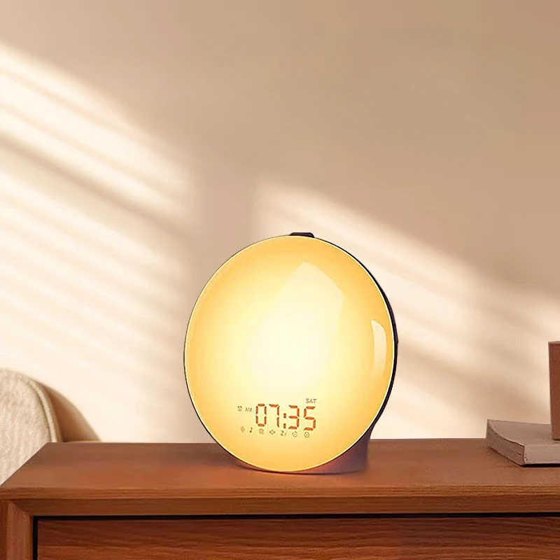 Small Night Light with Simulated Sunrise and Sunset, Natural Wake Up Light, Household on Time to Wake Up Daylight, Alarm Clock