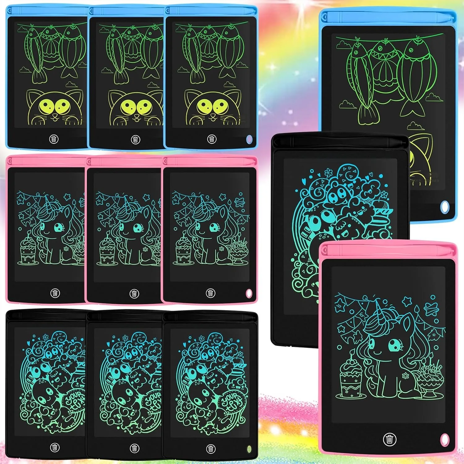 

12 Pack LCD Writing Tablet for Kids 6.5 inch, Colorful Drawing Board with One-Click Erase and Lock, Stylus, Drawing Pad Toy for