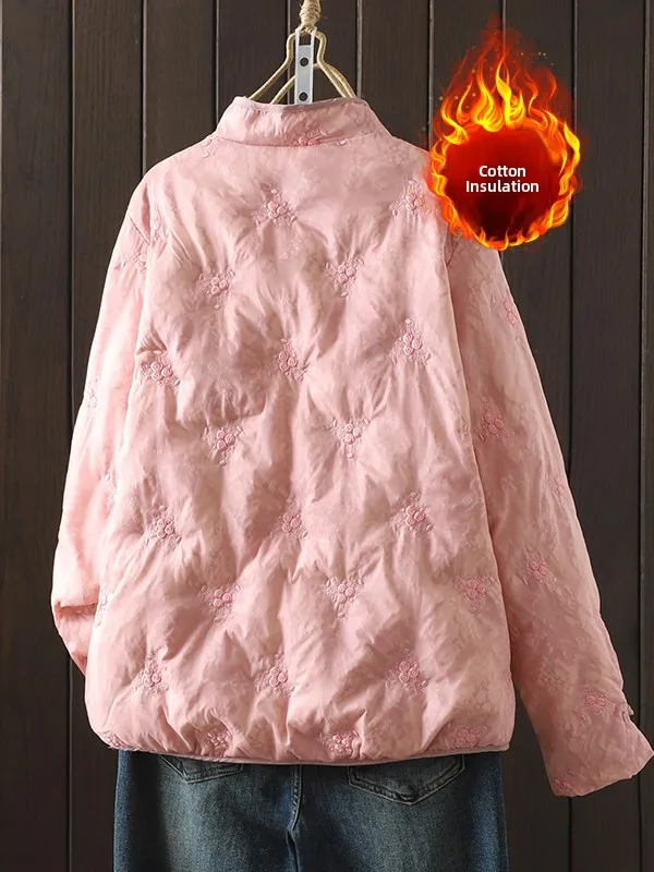 جديد الصينية Sle الثقيلة التطريز مزدوجة كيت القطن الدفء طويل Sve فضفاضة تناسب القطن Jaet الوقوف طوق التقليدية C...