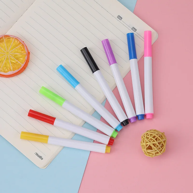 8pcs Erasable Whiteboard Marker Pen 8 Colors White Board Writing Makers Pens Eraser Classroom Supplies School Office Stationary