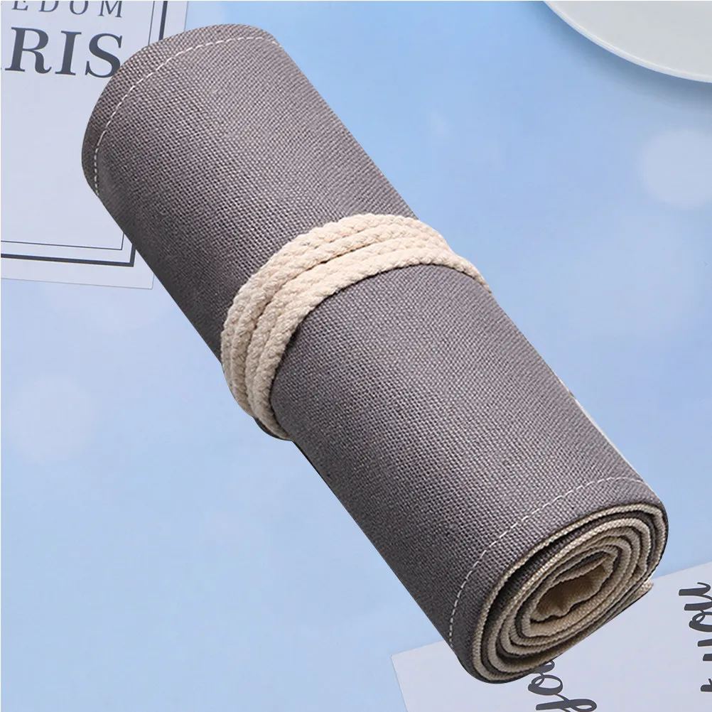 1Pcs Large Capacity Canvas Pencil Roll Holder with 48 Holes Portable Rolling Pouch for Pens Pencils Markers Gel Pens Brushes Art