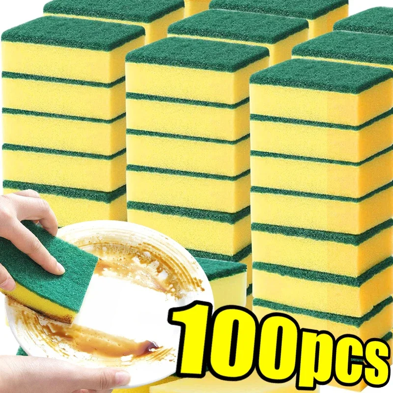 Double-sided Dishwashing Sponge Highly Absorbent Kitchen Pot Dishes Cleaning Sponges Wipe Household Cleaning Brush Wholesale