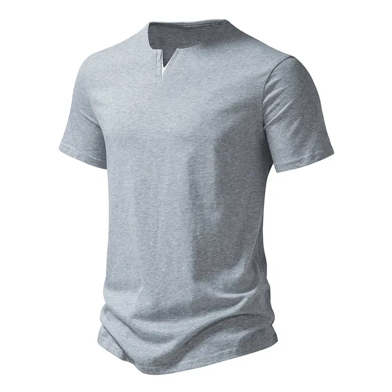 New Summer Cotton T Shirts Men Fashion V Neck Short Sleeve Casual Tops Tees Mens Solid Color White Black Breathable Tshirt Man