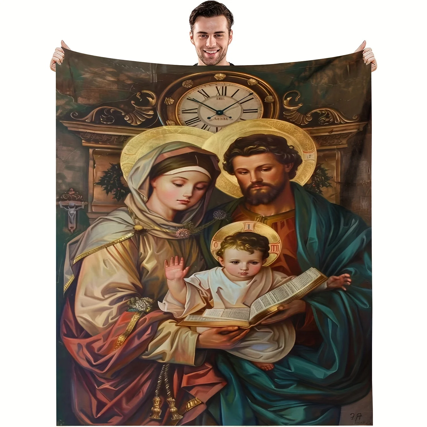 Holy Family Blanket Jesus Mary Joseph Fleece Throw Soft Warm Religious Christian Catholic Art Bedding Sofa Cover Home Decor Gift