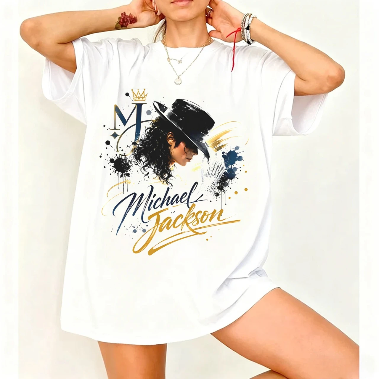 Michael Jackson Modern Redesign T-shirt Men and Women Summer Cotton Y2K Clothing Fashion Round Neck Short Sleeved Tee Fan Gifts