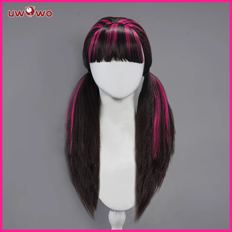 

IN STOCK UWOWO Draculauraa Cosplay Wig Long Hair 60CM Long Black Pink Wig Heat Resistant Halloween Cosplay Outfit Wig