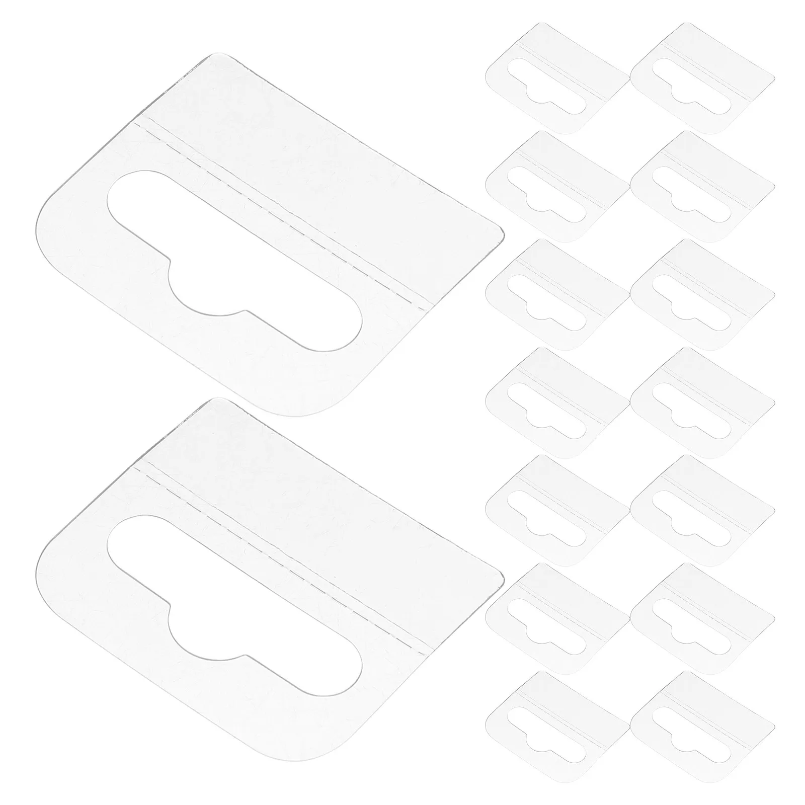 

300Pcs Clear Self-Adhesive Hanging Tabs for Retail Display Plastic Label Holders with Unique Slot Design Ideal for Boutiques and