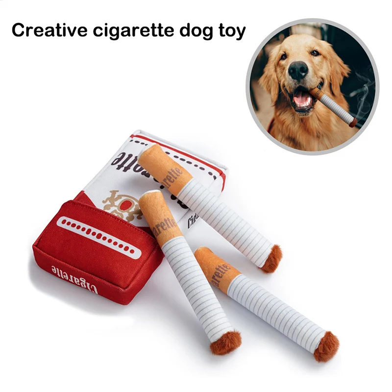 Lustiges Interaktives Plüsch-Hundespielzeug Kreatives Zigaretten-Design Kicherndes Kauspielzeug für Spielzeit Perfektes Geschenk für Hunde