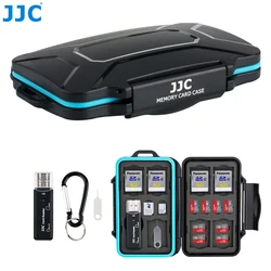 JJC TF MicroSD Card Case with Card Reader&Sim Card Pin Waterproof Memory Card Holder for SD/ Micro SD/ Micro SIM/ Nano SIM Cards