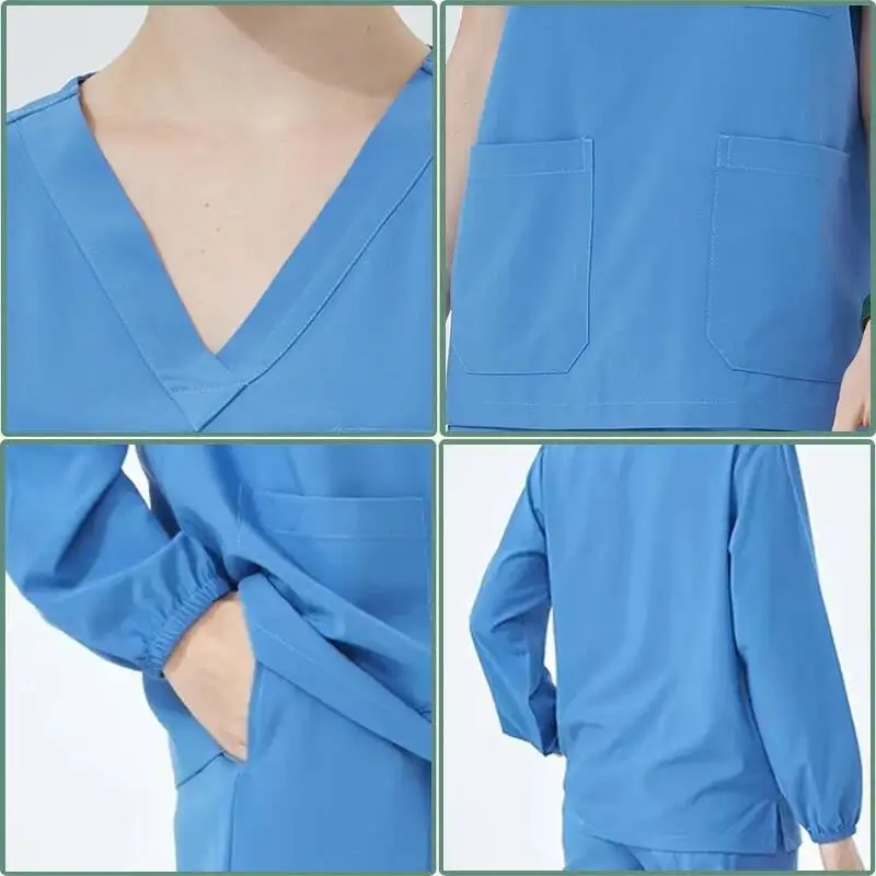 ชุดยูนิฟอร์มแพทย์ผู้หญิงแบบยืดได้ พรีเมียม สำหรับพยาบาล ชุดผ่าตัดในโรงพยาบาล ทรงเข้ารูป ชุดทำงานทางการแพทย์ ชุดสำหรับร้านเสริมสวย สปา ไซส์ S