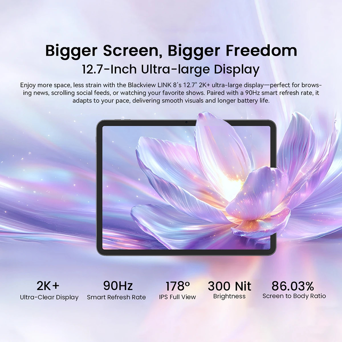 Blackview LINK 8 Tablet 12.7" 2K Display Octa-Core MT8781, 8400mAh Battery, 18W Fast Charging 16MP Camera Android Tablet