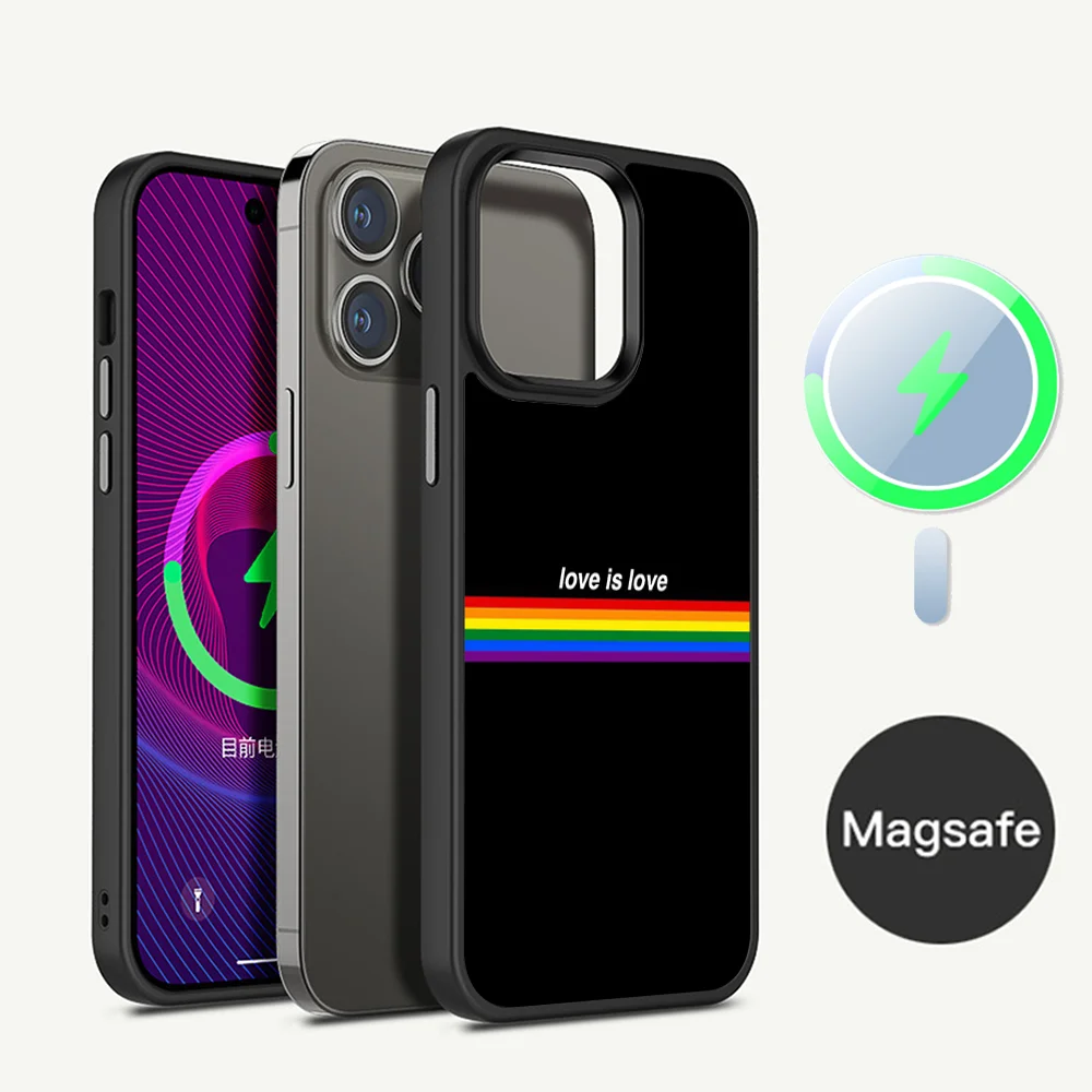 

Gay Lesbian LGBT Rainbow Pride Phone Case Magnetic Case For iPhone 14 13 12 11 15 Pro Max Plus Mini For Magsafe Wireless Charge