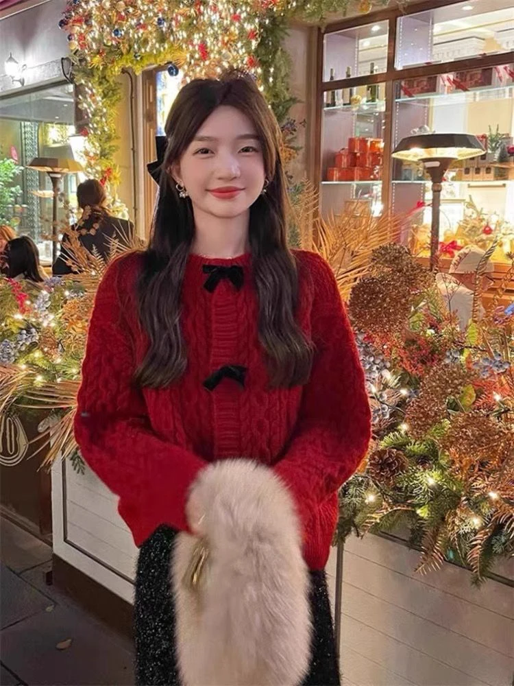 Soft Cozy Women's Knitted Sweater Winter Faion Vintage Twist Knitwear Sweet Youthful Warm Top French Sle Long Sve Card...