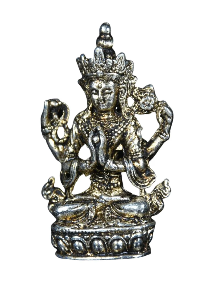 

5.7CMOld China Silver Buddhism Four-arm Guanyin Goddess Sculpture