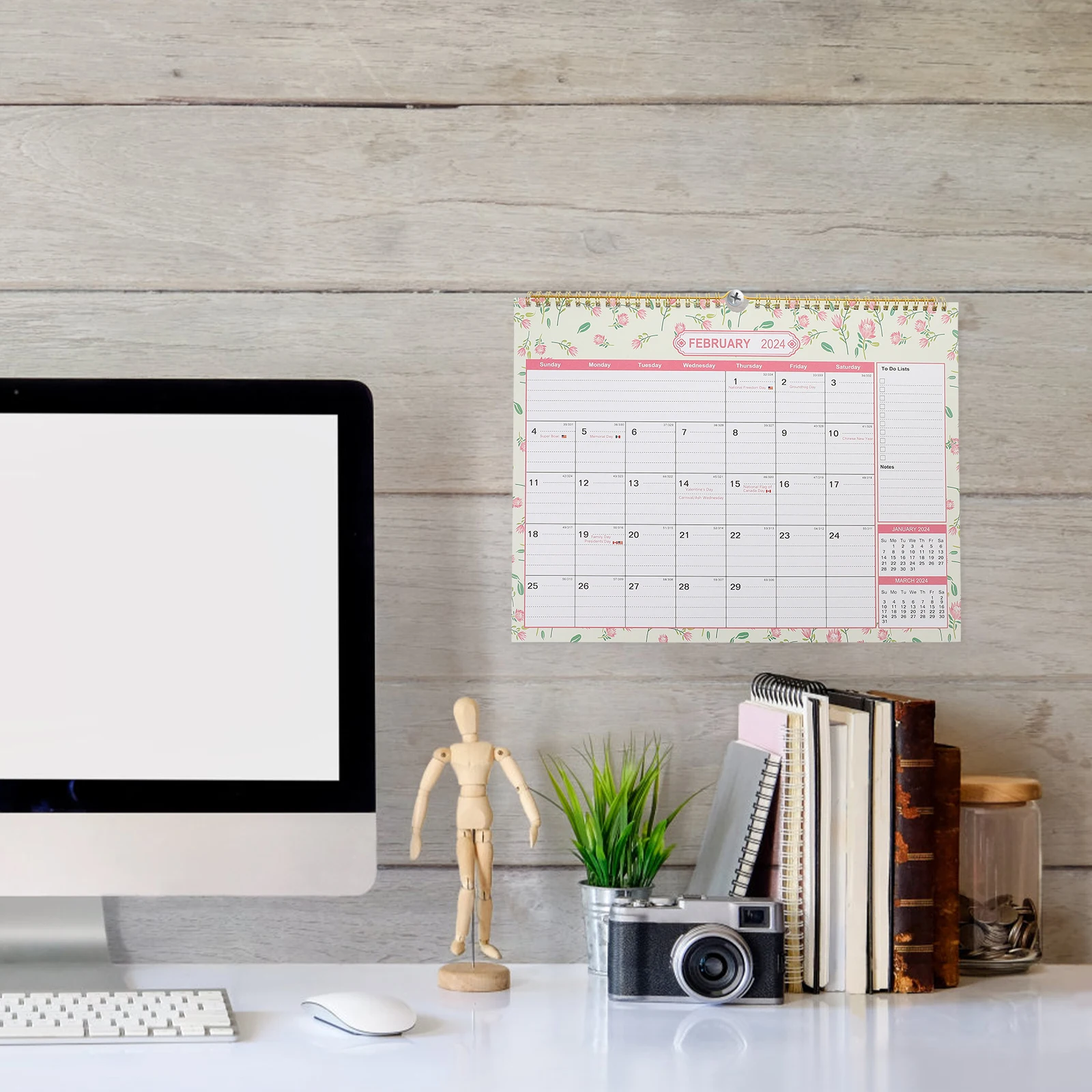 

2024 2025 Wall Calendar Room Monthly Large Paper Countdown Home Office Sturdy Art Simple Design Practical Use Clear Printing