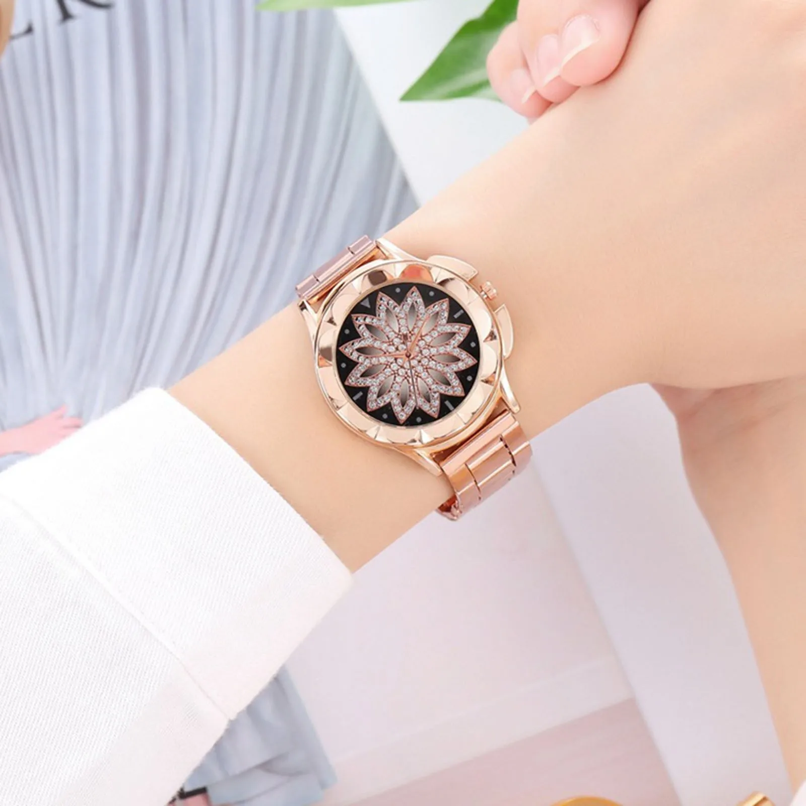 

Luxury Classic Women Watches Full Diamond Watch Women Rose Gold Watches Stainless Steel Band Quartz Wristwatches Reloj Mujer