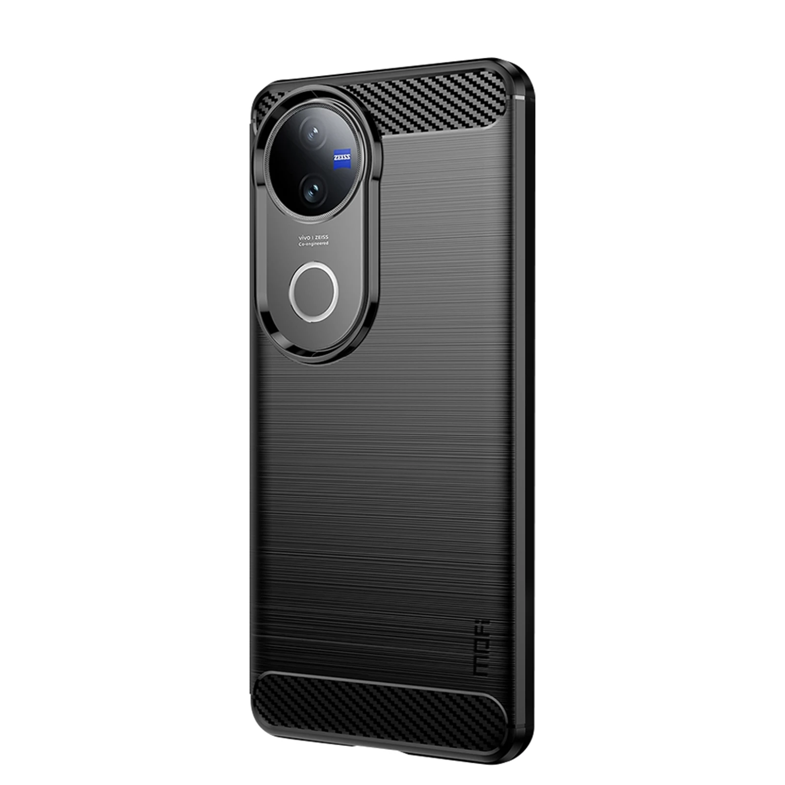 

For vivo V50 5G Back Cover MOFI Brushed Texture Carbon Fiber Soft TPU Case - Black