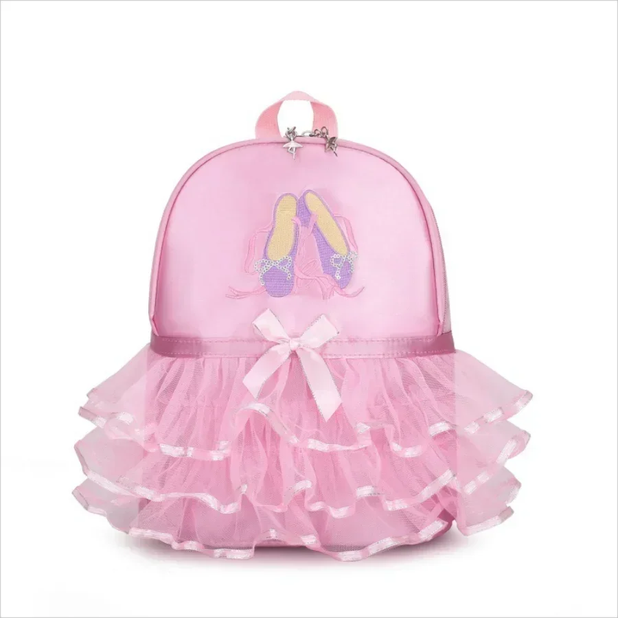 Bolsa de baile de encaje rosa para niñas, bolsa de Ballet de baile para niñas, bolsa de bailarina para bebés, mochila bordada de gimnasia para niños