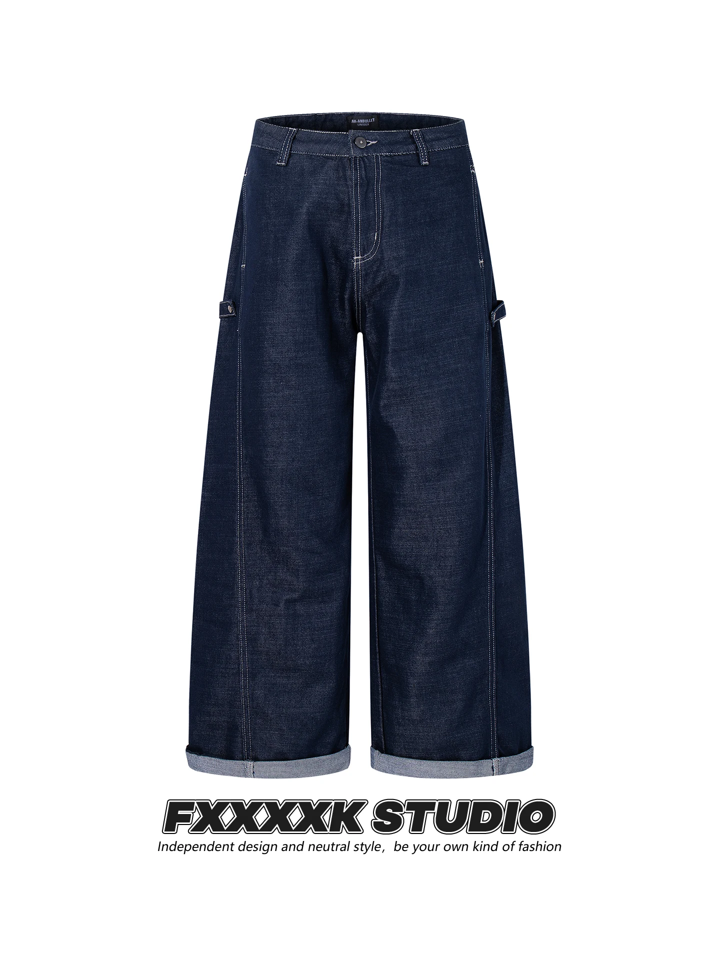 

Мужские джинсы FXK Original прямого кроя, повседневные, свободные, широкие, длинные брюки, осенний сезон, дышащие, комфортные, из полиэстера и хлопка