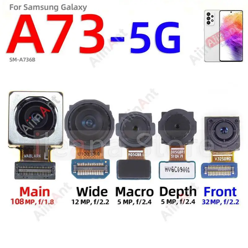 

Original Back Front Rear Macro Depth Wide Main Camera Flex Cable For Samsung Galaxy A72 A73 4G 5G A725F A736B