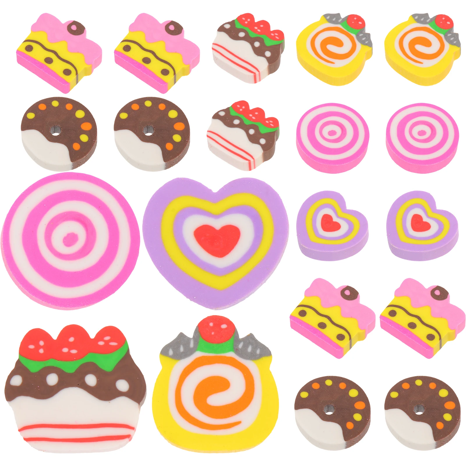 18 個ハート型消しゴム BrightColor ミニサイズ OfficeSupplies ClassroomDecoration KidsPencil アクセサリー SchoolSupplies
