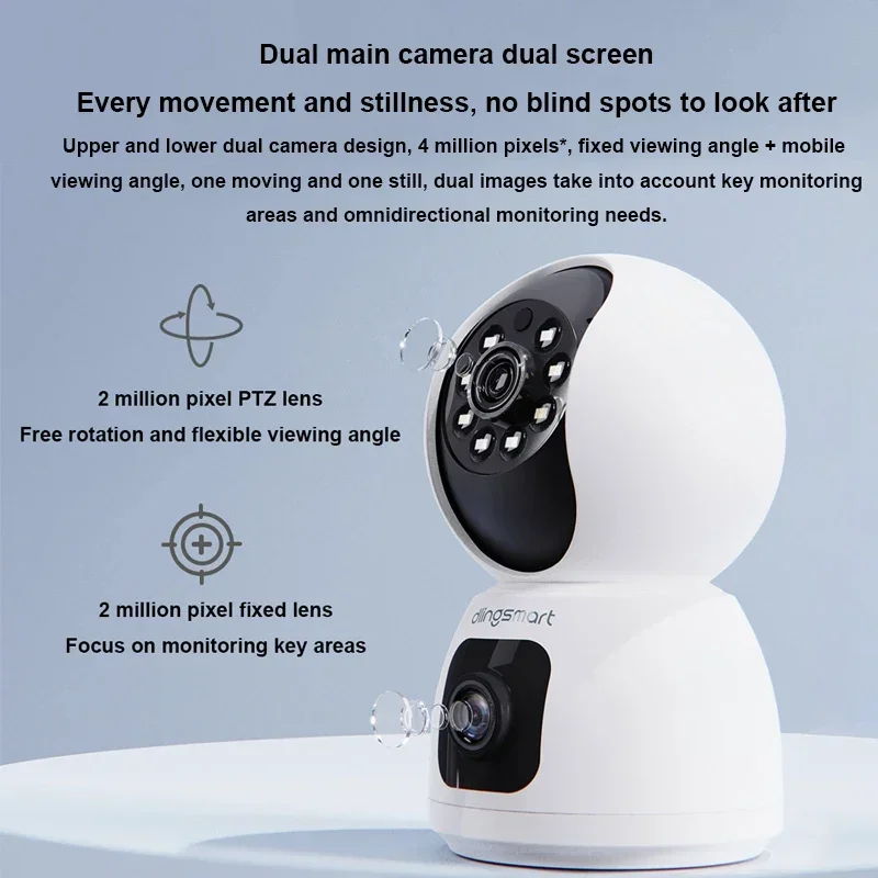 Dlingsmart Dual Camera S1 PTZ Version 360° Home Security Camera Full Colour AI Human Detect Voice Call Work with Mi Home APP CN