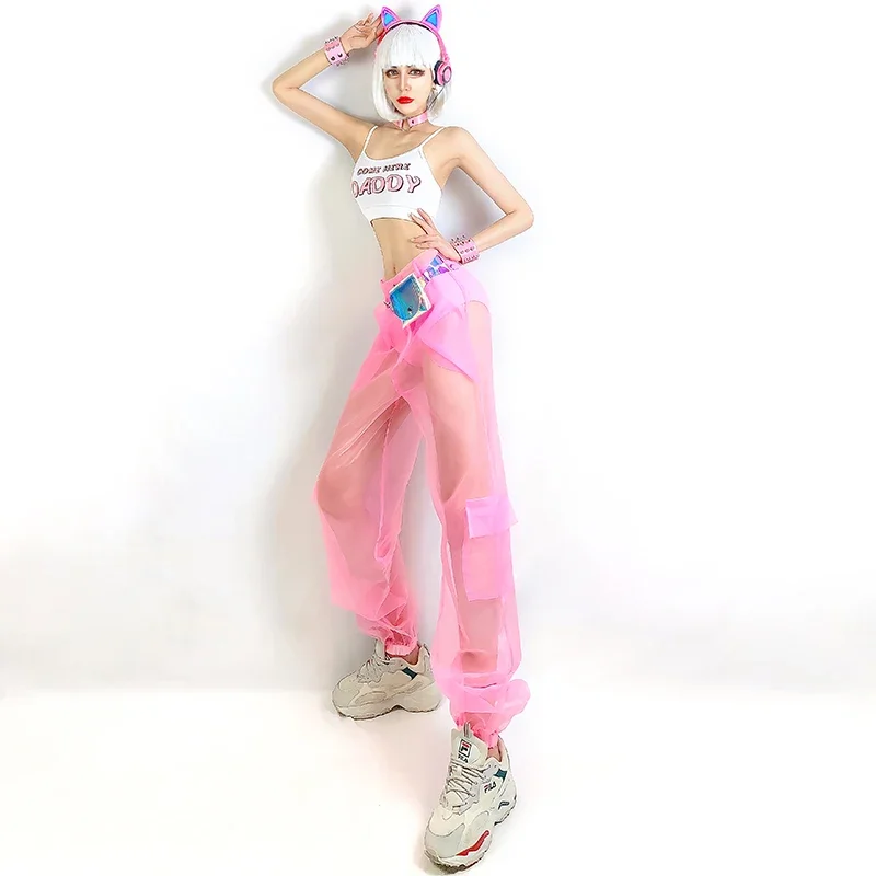 ملابس ممارسة رقص الهيب هوب للنساء ، زي راقصة دي جي ، بنطلون شبكي ، زي الهذيان ، ملابس رقص جاز للإناث ، سترة بار ، YS2209