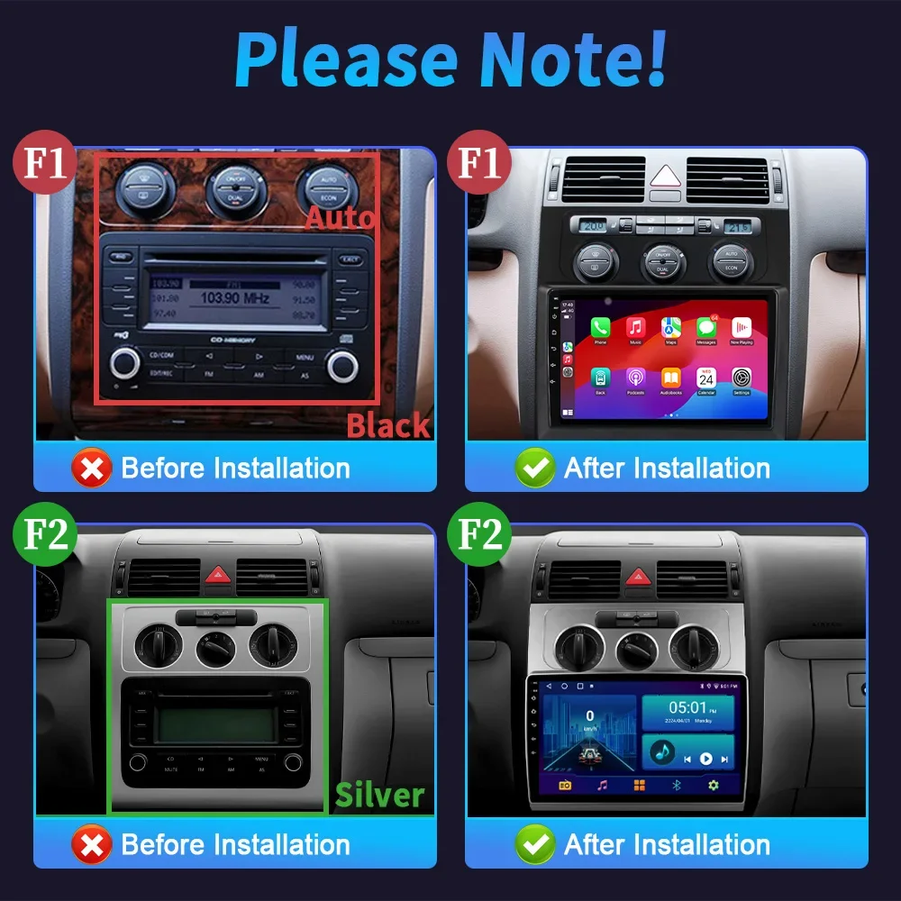 For Volkswagen Touran 1 2003-2010 Car Head Units Android OS Radio Multimedia Navigation 4G GPS BT Wireless Carplay Stereo Screen