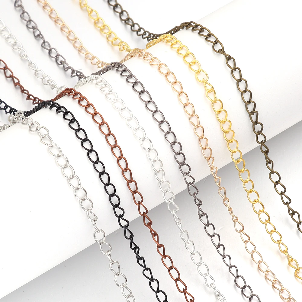 10yards/Roll 0.7/0.8/0.9/1/1.2/1.4/1.6mm Iron Tail Chain Single Buckle Chain for Jewelry Making DIY Necklace Bracelet Decoration