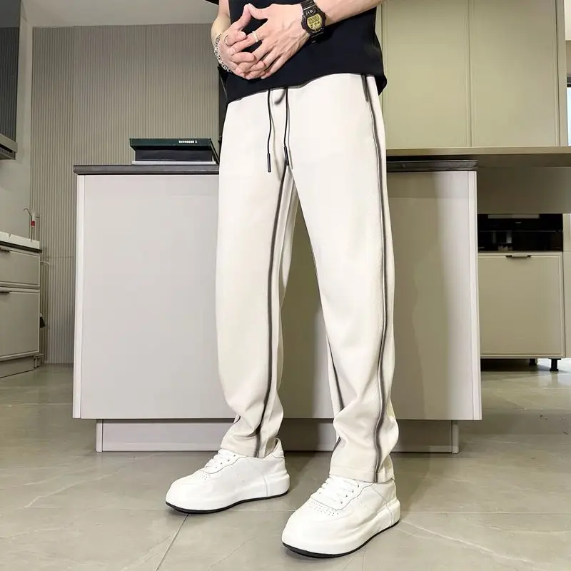 Abbigliamento uomo autunno moda Casual sport Running pantaloni dritti Y2K Streetwear contrasto colore pantaloni larghi Pantalones Hombre