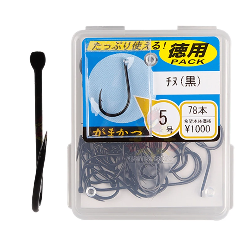 Ganchos Gamakatsu originales de Japón para pesca con púas, gancho para carpa, Offset, mango plano grueso, acero de alto carbono, pesca resistente al