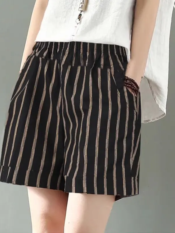 Hoge taille losse pasvorm zomer katoen orts dames casual wijde pijpen thuis strand dunne Sle comfortabele ademende broek