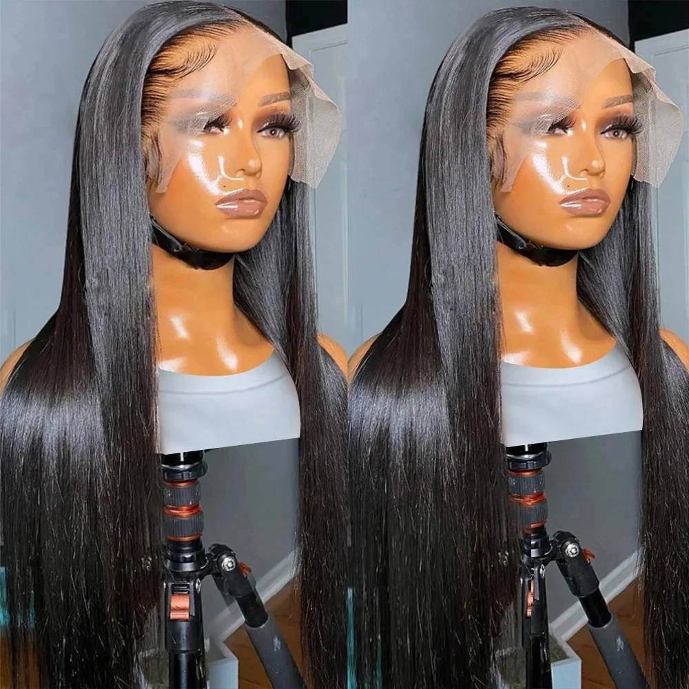 Bone Straight Lace Frontal Wig 26 30 Inch 200 Density 13x4 Transparent Lace Front Human Hair Wigs Brazilian Hair For Black Women