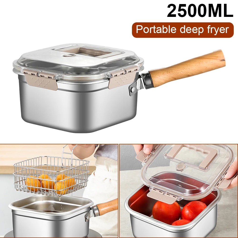 2500ml Hiking Cooking Set Camping Cookware Set Square Camping Cooking Pot Multifunctional Camping Equipment Deep Fryer Pot