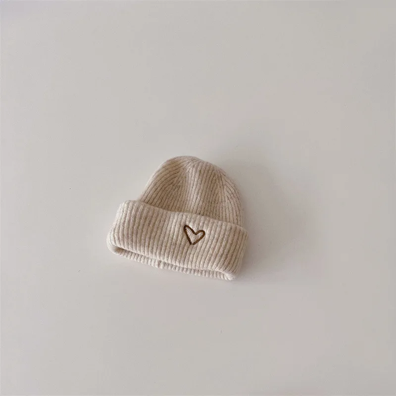 Children\'s Hat Autumn Winter Korean Version Love Heart Warm Woolen Hats Toddler Pile Hat Cute Kids Baby Woolen Beanies Caps