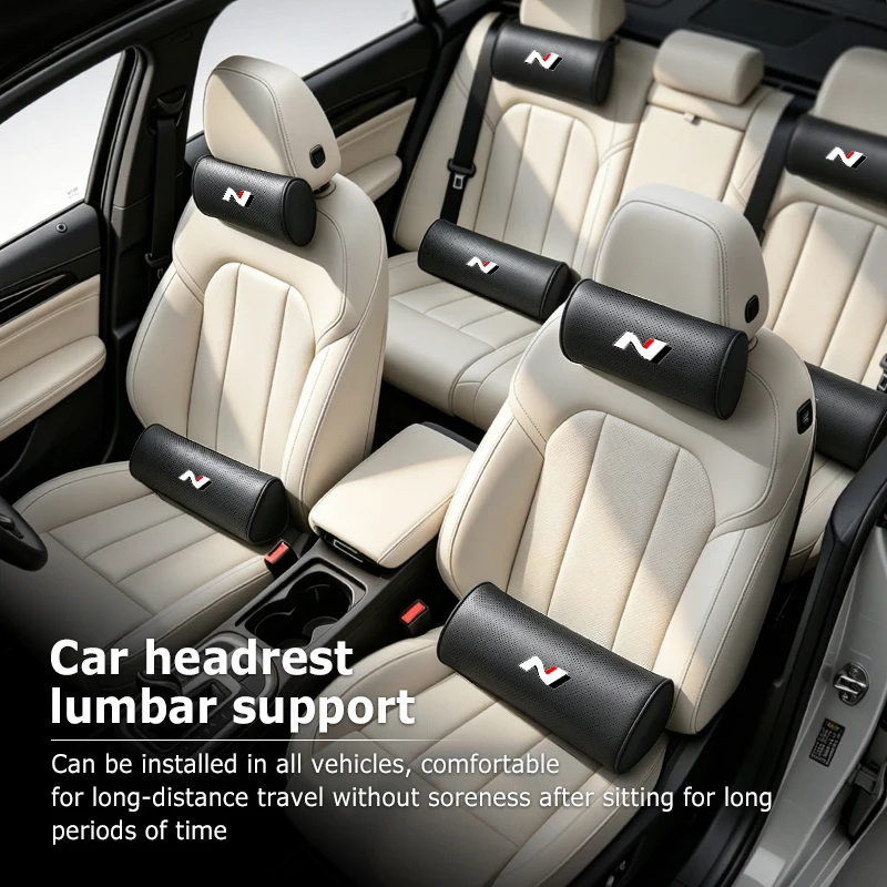 Car Seat Safety Headrest Pad Auto Emblem Neck Pillow Support Protection Pad For Hyundai Sonata i30 i20 Tucson Elantra Kona N view 2