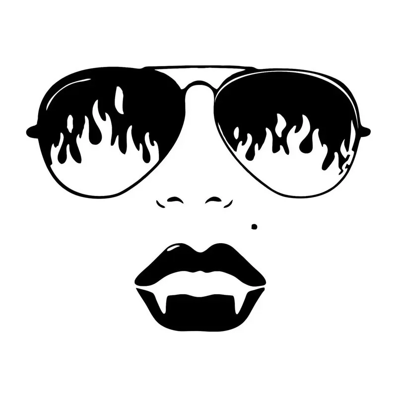 

Car Sticker Fashion Sunglasses Female Vampire Lips PVC Car Decoration Sticker Waterproof Cover Scratch Black/white, 18cm*14cm