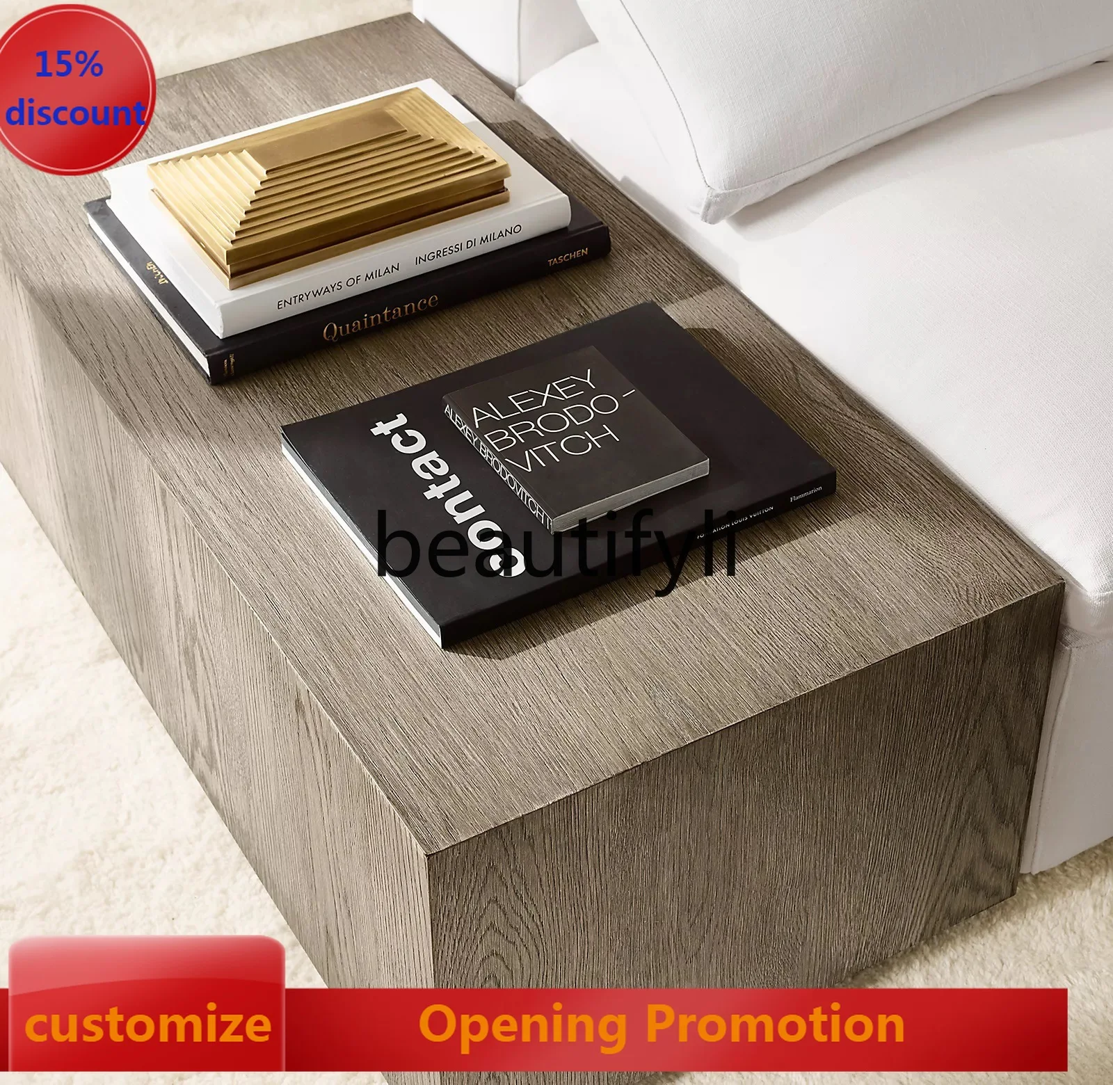 

Wabi-Sabi Style Retro Long Solid Wood Small Coffee Table Living Room Home Side Table B&B Simple Creative Square Stool G1218