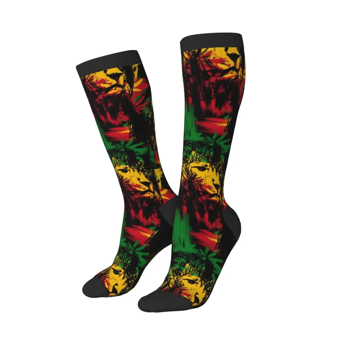 Casual Stockings Lion Rasta Print Knee Thigh High Long Socks