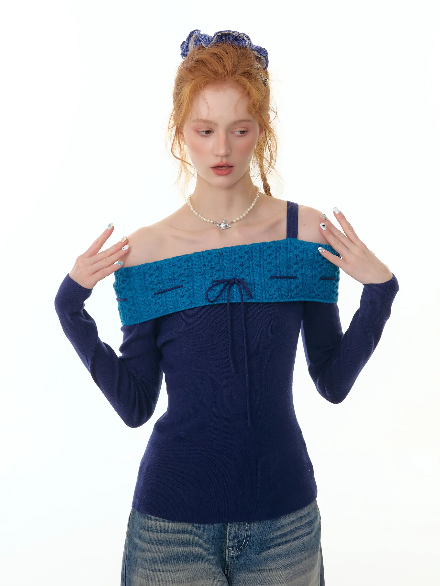 

ZiziFei American Lazy Sle Off-oulder One-oulder Knitted Top Women's Slim Fit Casual Faion Bal Banded Top