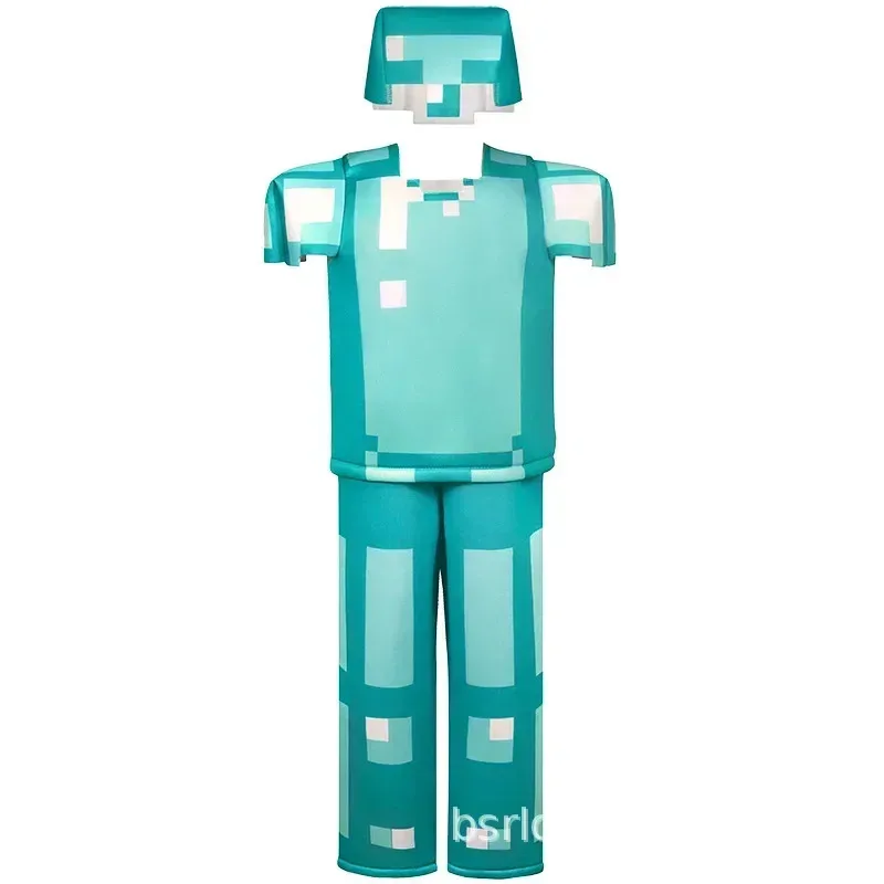 أزياء أنيمي ديلوكس ماي وورلد ماين كرافتينجلي للأطفال الأولاد والبنات، قبعة علوية، بدلة لحفلات الهالوين كرنفال