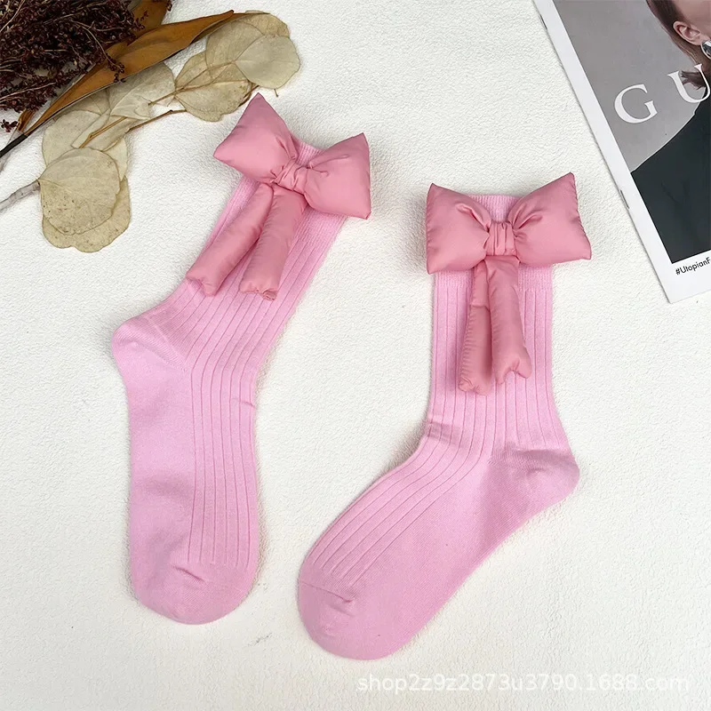 Anime Lolita Black Bowknot Stockings Girl Cartoon JK Preppy Style Cotton Socks Cosplay Accessories Calf Socks