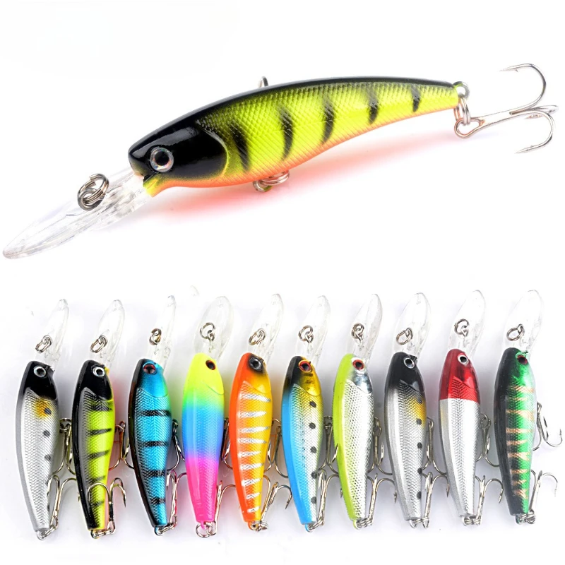 

Hot 10 Colors Minnow Set 9cm 8.3g Lifelike Plastic Hard Lures Long Cast Freshwater Saltwater Bass Perch Trout Durable Tackles