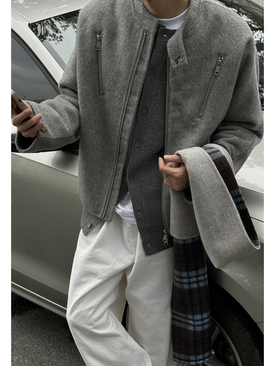 

Мужская шерстяная куртка на осень-зиму с утепленным дизайном, двойной молнией и прямым кроем, верхняя одежда