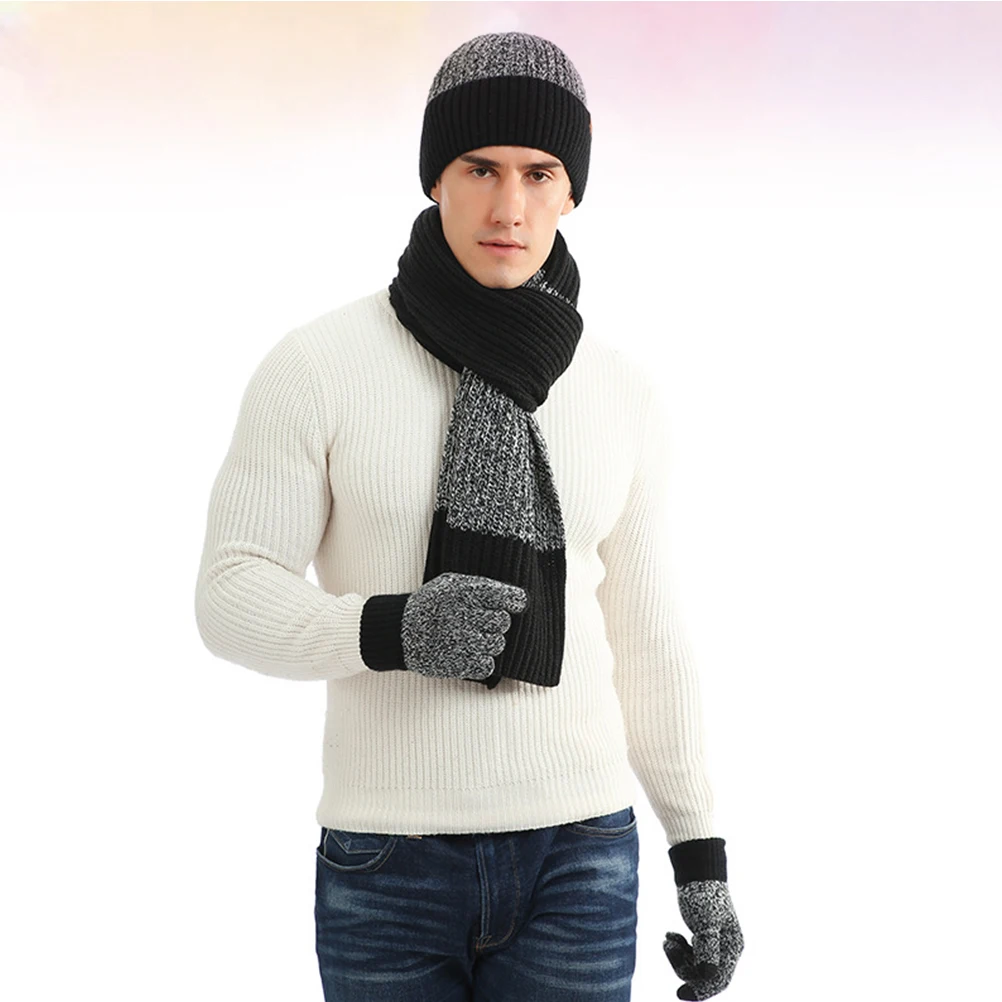 

Hat Scarf Glove Set Scarves for Men Knitted Hats Women Winter Gloves Warm Mens Women's
