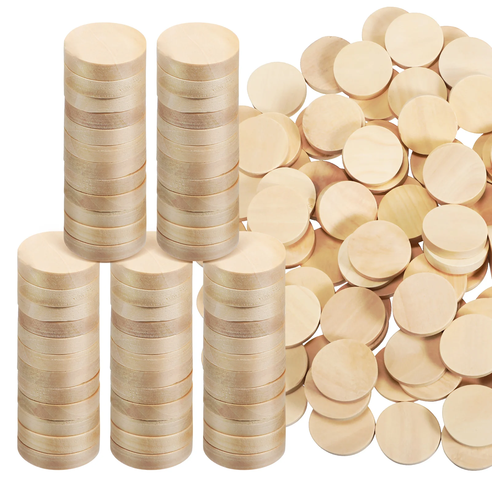 

100Pcs Wooden Circle Rounds Unfinished Wood Slices for Crafts Painting Drawing DIY Handmade Decorations Wood Slices